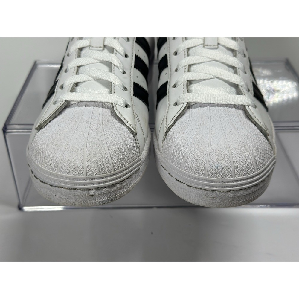 Men's Adidas Superstar Cloud White/Black Leather Sneakers Size 7 Pre-owned - Picture 4 of 8
